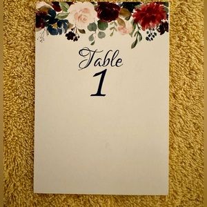 Table number cards - Rustic Boho Colorful Floral, double sided #1-36 NWOT